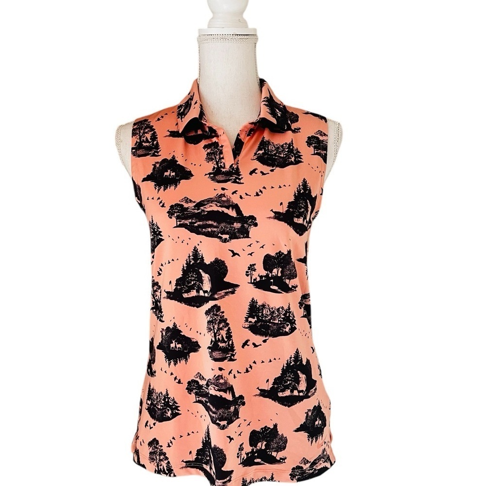 Nike Scenic Print Sleeveless Top - Peach and Black Women’s Size Small